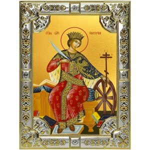 Икона Екатерина великомученица, 18х24 см, в окладе