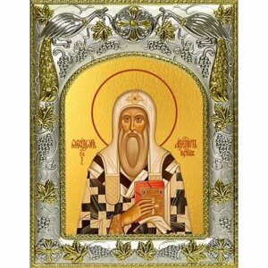 Икона Феодор (Федор) архиепископ Ростовский, 14x18 в серебряном окладе, арт вк-4509