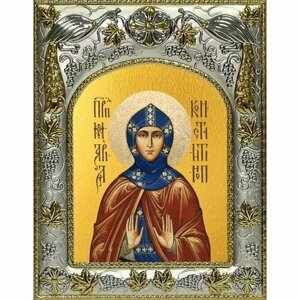 Икона Мария Константинопольская, 14x18 в серебряном окладе, арт вк-4753