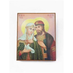Икона "Петр и Февронья", размер иконы - 15x18