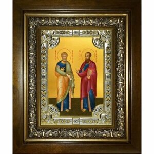 Икона Петр и Павел апостолы, 18x24 см, со стразами, в деревянном киоте, арт вк-3515
