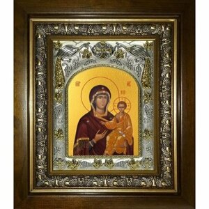 Икона Смоленская Божья Матерь, 14x18 см, в деревянном киоте 20х24 см, арт вк-5183