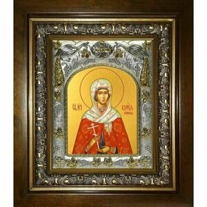 Икона София Римская, 14x18 см, в деревянном киоте 20х24 см, арт вк-2574