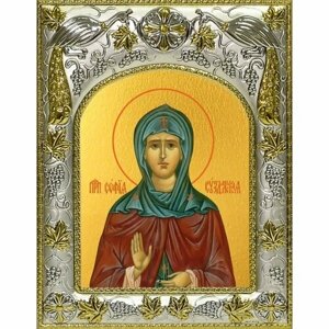 Икона София Суздальская, 14x18 в серебряном окладе, арт вк-4786