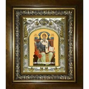 Икона Спиридон Тримифунтский, 14x18 см, в деревянном киоте 20х24 см, арт вк-2304