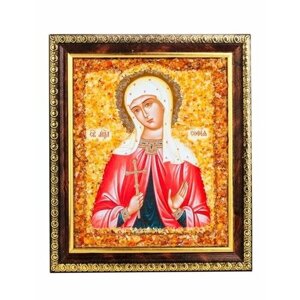 Именная икона, украшенная натуральным янтарём Святая мученица София