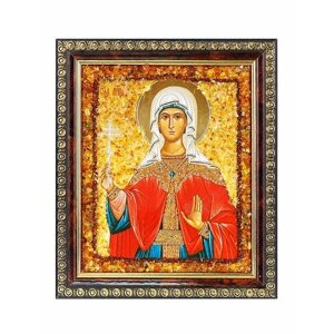 Именная икона, украшенная янтарём «Святая мученица Лидия»