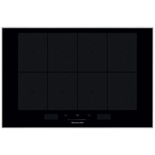 Индукционная варочная панель KitchenAid KHIAS 87700, с рамкой, цвет панели черный, цвет рамки серебристый