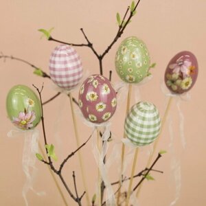 Kaemingk Пасхальные украшения Яйца на палочке Flower Easter 6 см, 6 шт 805866