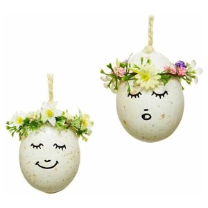 Kaemingk Пасхальные украшения Яйца Spring Easter 6 см, 2 шт, белые *