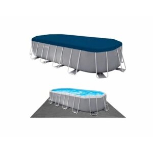 Каркасный бассейн Intex 503х274х122 см, Oval Prism Frame Pool, фильтр-насос + аксессуары