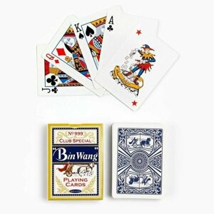 Карты игральные бумажные BinWang, 55 шт, 260 г/м2, синие, 6,3 х 8,8 см