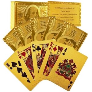 Карты игральные для покера Miland "Блеск"54 шт, золотые