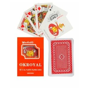 Карты игральные пластиковые OkRoyal / Карты для покера TH109-27, цвет красный