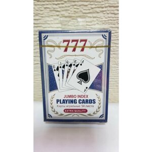 Карты игральные "Poker 777" с пластиковым покрытием, 54 шт, синие