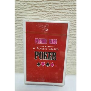 Карты игральные "Poker" бумажные 54шт, красные