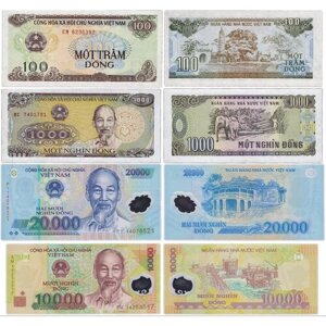 Комплект банкнот Вьетнама, состояние UNC (без обращения), 1988-2017 г. в.