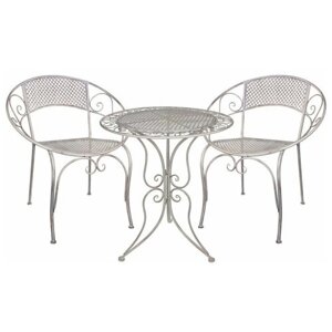 Комплект дачной мебели ажурный прованс (2 кресла, стол), металл, белый, Edelman 1023733