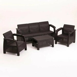 Комплект мебели Альтернатива "Ротанг-плюс" с тройным диваном коричневый