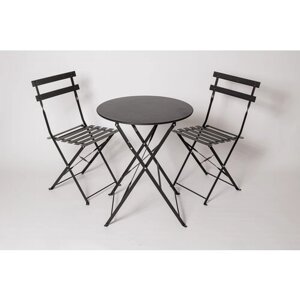 Комплект садовой мебели, металлический OTS-001R черный (2 стула и стол)