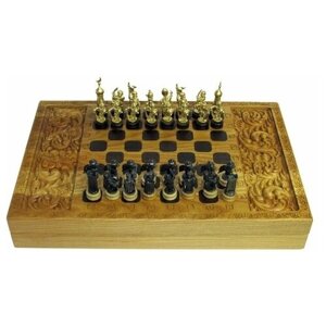 Комплект шахматных фигур для нард Крестоносцы черненые 32*32 см 999-RTNC-70