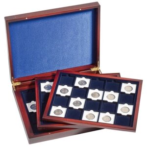Коробка для медалей, монет в холдерах, монет в капсулах, на 60 ячеек. Volterra Trio De Luxe, Leuchtturm