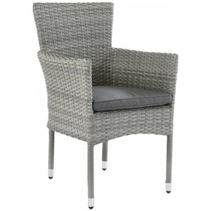 Кресло садовое 57x88x91 см, с сиденьем-подушкой, искусственный ротанг, алюминиевый прочный каркас, цвет серый. Данная модель поможет организовать отли