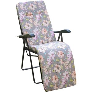 Кресло -шезлонг Альберто-3 арт. с562/133 (2 шт в в уп.) (каркас антрацит, ткань серая. цветы)