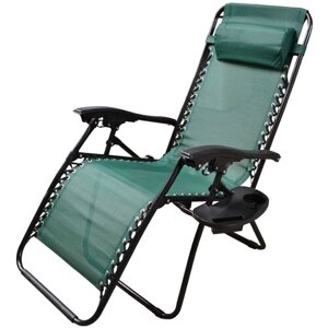 Кресло -шезлонг Фиеста арт. CK-175 с подстаканником (2шт. в упаковке (каркас черный, ткань зеленая