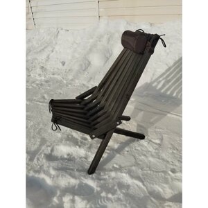 Кресло (шезлонг) складное садовое с коричневой подушкой