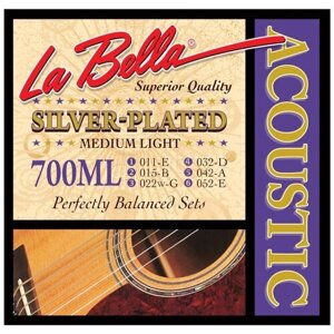 La Bella 700ML - комплект посеребренных струн для акустической гитары 011-052 La Bella