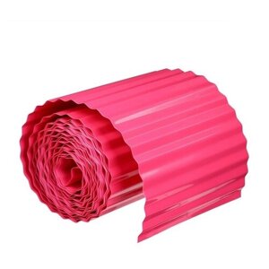 Лента бордюрная, 0.2 9 м, толщина 0.6 мм, пластиковая, гофра, розовая