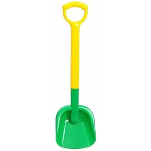 Лопата детская, с пластиковой ручкой, для снега и песка, зеленый, размер лопаты - 18 х 9 х 66 см.