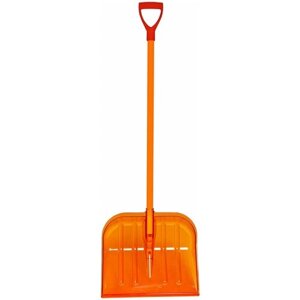 Лопата для уборки снега Поликарбонат в сборе с черенком (оранжевая)