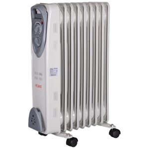 Масляный радиатор РЕСАНТА ОМ-9Н, 2 кВт, 25 м²колеса в комплекте, белый/серый