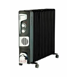 Масляный радиатор "Умница" ОМВ-13с. 2,9кВт 13 секций с вентилятором, черно-серебристый цвет