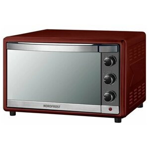 Мини-печь NORDFROST RC 450 ZR PIZZA, электрическая настольная духовка, 2000Вт, 45л, таймер до 120 минут, 3 режима нагрева, бордовый