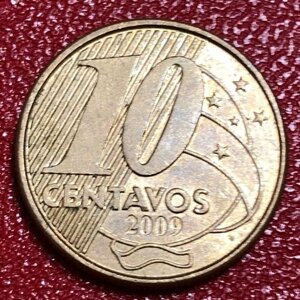 Монета Бразилия 10 сентаво 2009 год #5-11