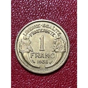 Монета Франция 1 Франк 1938 год #4-4