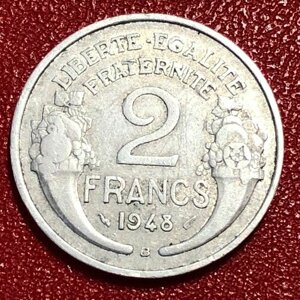 Монета Франция 2 Франка 1948 год #2-4