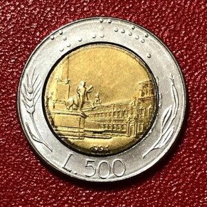 Монета Италия 500 лир 1991 год #4-8
