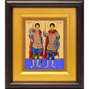 Мученики Давид и Константин Арагветские, икона в широком киоте 16,5*18,5 см