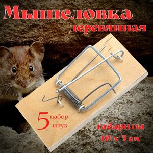 Мышеловка деревянная в наборе 5 штук, 10 х 5 см