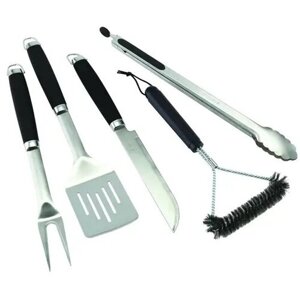 Набор для барбекю Naterial Beta нержавеющая сталь: щипцы, вилка, нож, лопатка, щетка для чистки Арт. 81966327