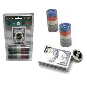 Набор для игры в покер. 80 фишек с номиналом, фишка дилера, колода карт QH-80).