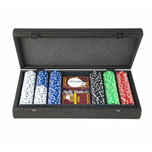 Набор для покера Manopoulos (карты 300 шт ) черный, корпус дерево 39х22 см