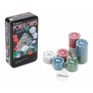 Набор "Покер", в наборе 100 фишек в к 20x12x5 см