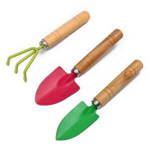 Набор садового инструмента, 3 предмета: рыхлитель, совок, грабли, длина 20 см