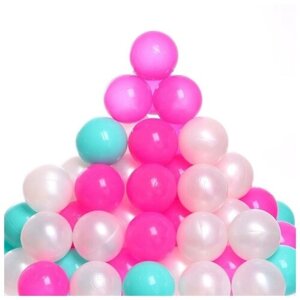 Набор шаров 100 штук, цвета бирюзовый, маджента, белый перламутр, диаметр шара — 7,5 см