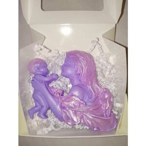 Набор сувенирного мыла "Мама и малыш" лавандовый цвет в подарок ко Дню Матери